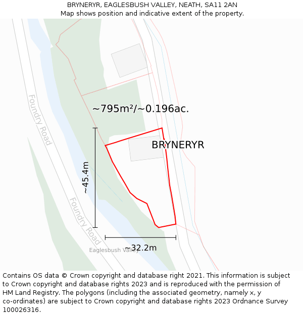 BRYNERYR, EAGLESBUSH VALLEY, NEATH, SA11 2AN: Plot and title map