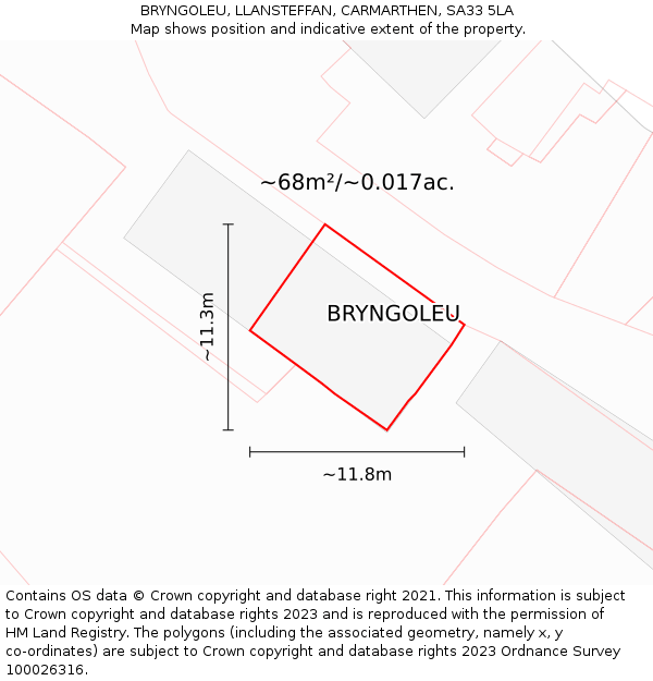 BRYNGOLEU, LLANSTEFFAN, CARMARTHEN, SA33 5LA: Plot and title map