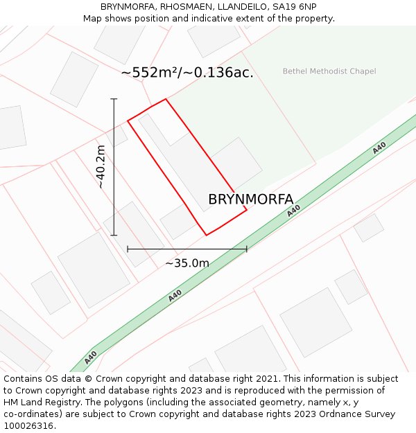 BRYNMORFA, RHOSMAEN, LLANDEILO, SA19 6NP: Plot and title map
