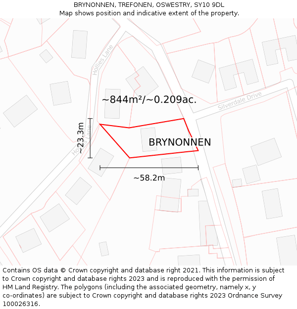 BRYNONNEN, TREFONEN, OSWESTRY, SY10 9DL: Plot and title map