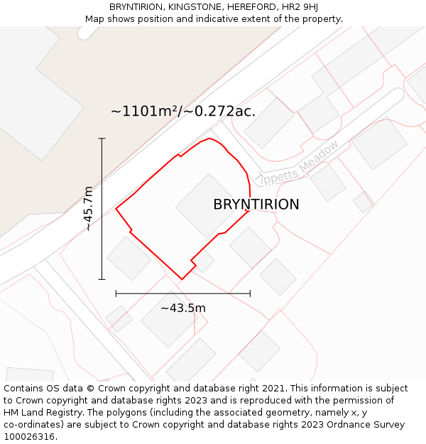 BRYNTIRION, KINGSTONE, HEREFORD, HR2 9HJ: Plot and title map