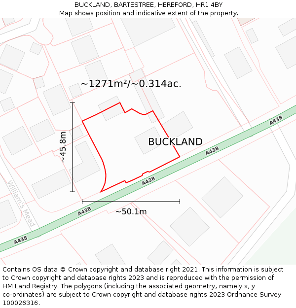 BUCKLAND, BARTESTREE, HEREFORD, HR1 4BY: Plot and title map