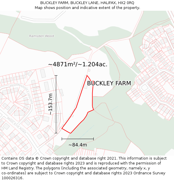 BUCKLEY FARM, BUCKLEY LANE, HALIFAX, HX2 0RQ: Plot and title map