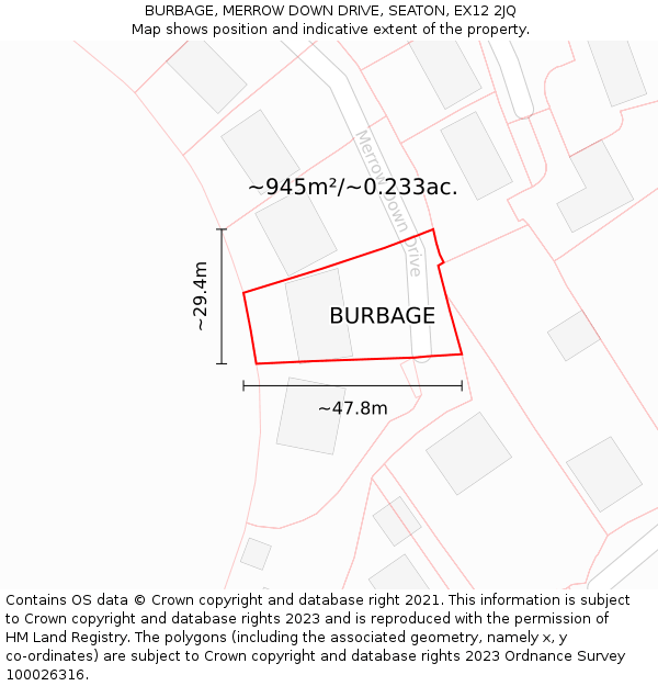 BURBAGE, MERROW DOWN DRIVE, SEATON, EX12 2JQ: Plot and title map