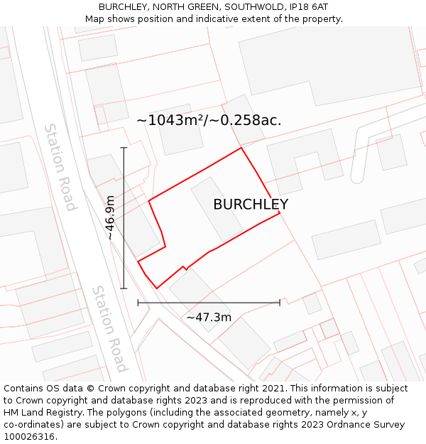 BURCHLEY, NORTH GREEN, SOUTHWOLD, IP18 6AT: Plot and title map