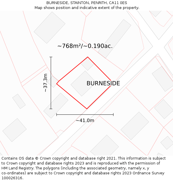 BURNESIDE, STAINTON, PENRITH, CA11 0ES: Plot and title map
