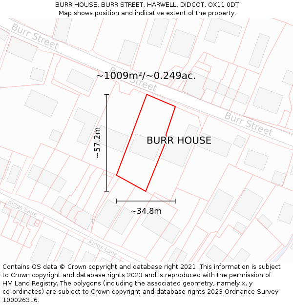 BURR HOUSE, BURR STREET, HARWELL, DIDCOT, OX11 0DT: Plot and title map