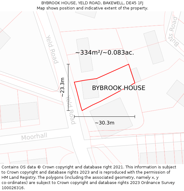 BYBROOK HOUSE, YELD ROAD, BAKEWELL, DE45 1FJ: Plot and title map