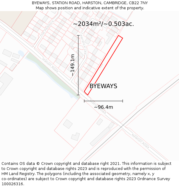 BYEWAYS, STATION ROAD, HARSTON, CAMBRIDGE, CB22 7NY: Plot and title map