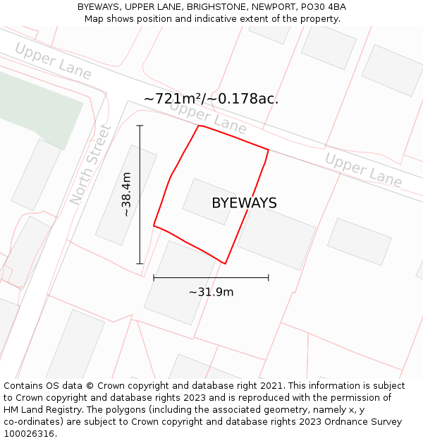 BYEWAYS, UPPER LANE, BRIGHSTONE, NEWPORT, PO30 4BA: Plot and title map