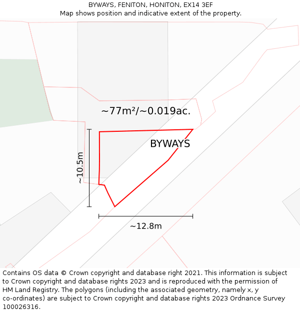 BYWAYS, FENITON, HONITON, EX14 3EF: Plot and title map