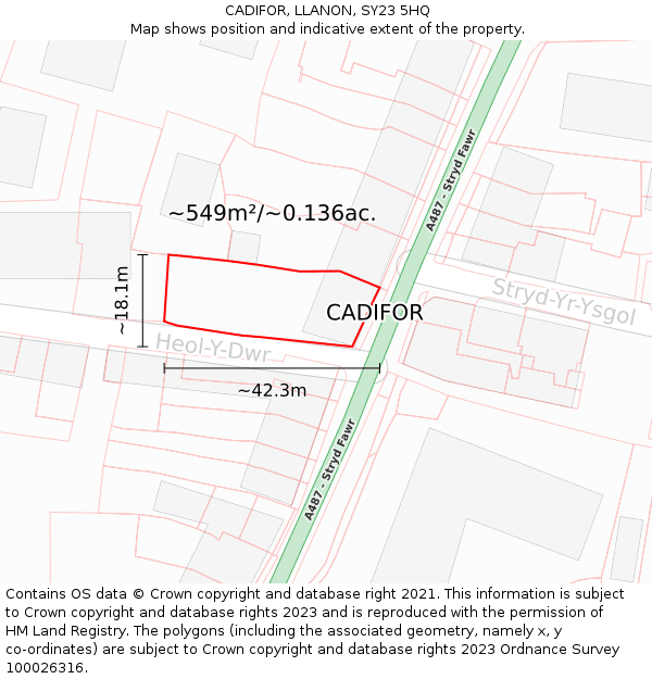 CADIFOR, LLANON, SY23 5HQ: Plot and title map