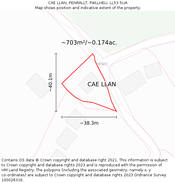 CAE LLAN, PENRALLT, PWLLHELI, LL53 5UA: Plot and title map