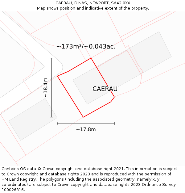 CAERAU, DINAS, NEWPORT, SA42 0XX: Plot and title map