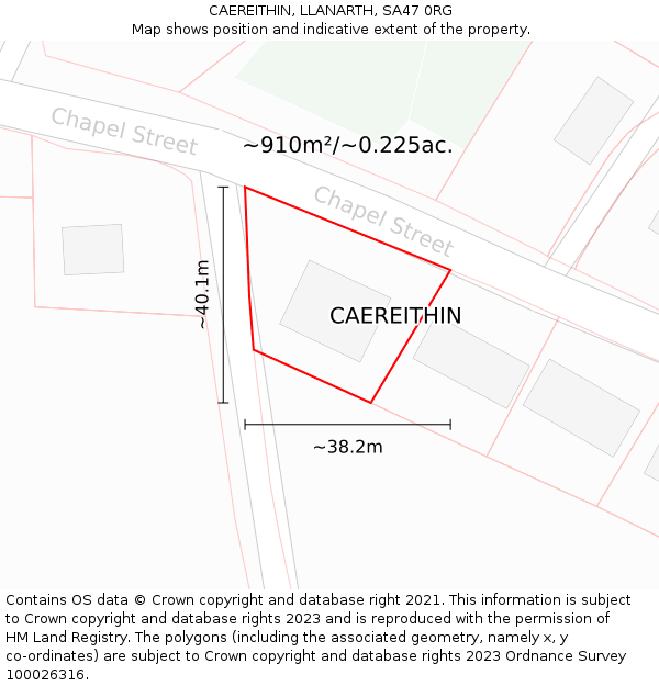CAEREITHIN, LLANARTH, SA47 0RG: Plot and title map