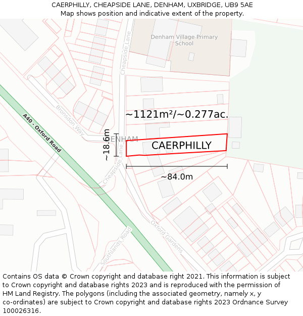 CAERPHILLY, CHEAPSIDE LANE, DENHAM, UXBRIDGE, UB9 5AE: Plot and title map