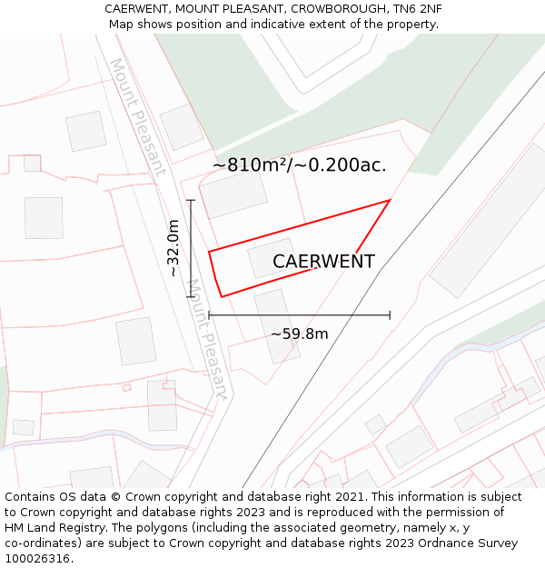 CAERWENT, MOUNT PLEASANT, CROWBOROUGH, TN6 2NF: Plot and title map