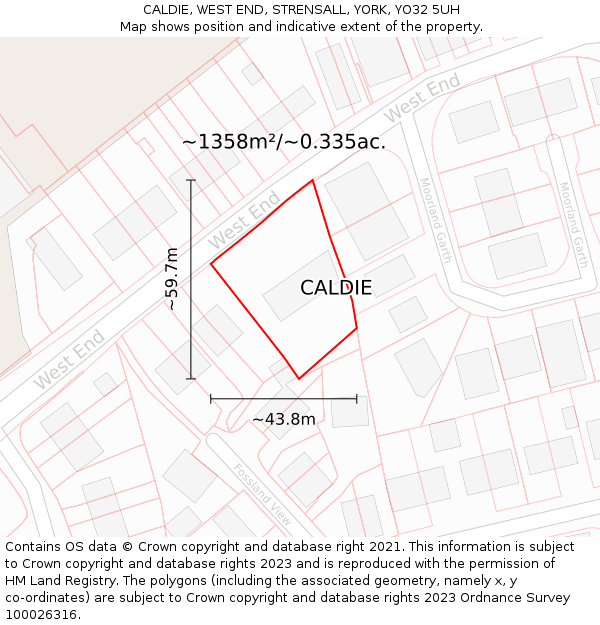 CALDIE, WEST END, STRENSALL, YORK, YO32 5UH: Plot and title map