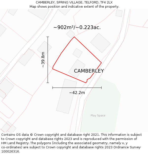 CAMBERLEY, SPRING VILLAGE, TELFORD, TF4 2LX: Plot and title map