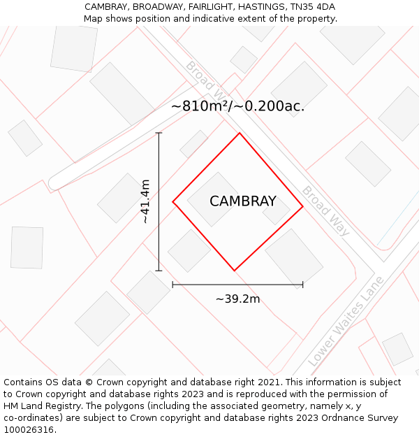 CAMBRAY, BROADWAY, FAIRLIGHT, HASTINGS, TN35 4DA: Plot and title map