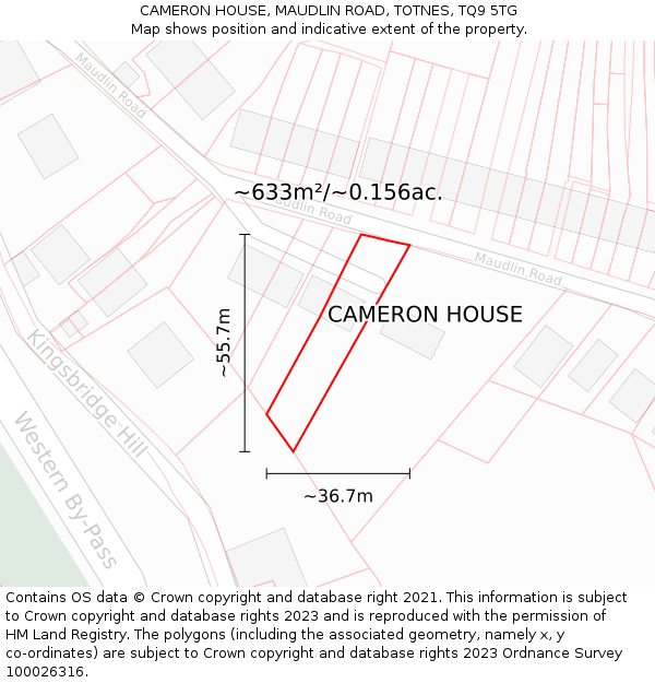 CAMERON HOUSE, MAUDLIN ROAD, TOTNES, TQ9 5TG: Plot and title map