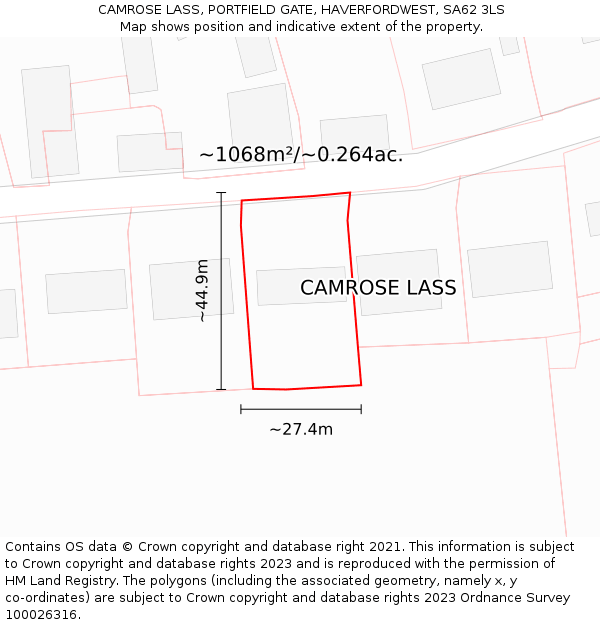 CAMROSE LASS, PORTFIELD GATE, HAVERFORDWEST, SA62 3LS: Plot and title map