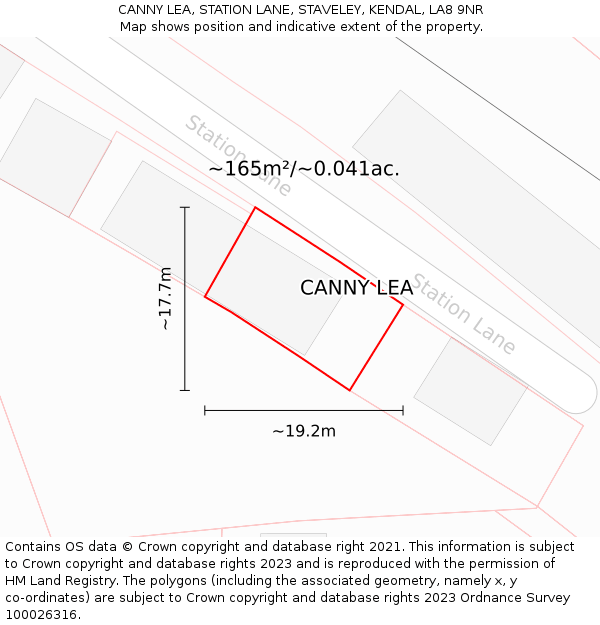 CANNY LEA, STATION LANE, STAVELEY, KENDAL, LA8 9NR: Plot and title map