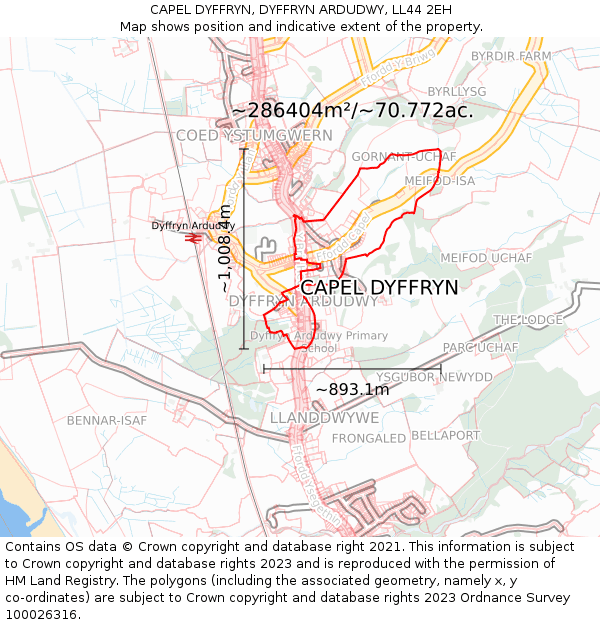 CAPEL DYFFRYN, DYFFRYN ARDUDWY, LL44 2EH: Plot and title map