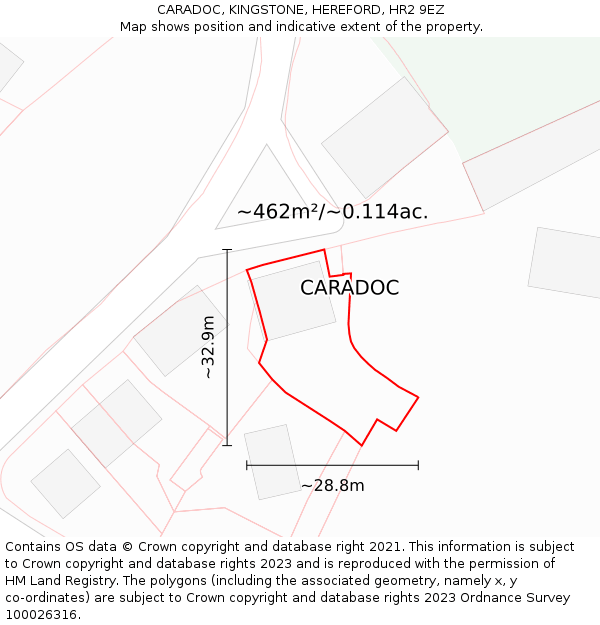CARADOC, KINGSTONE, HEREFORD, HR2 9EZ: Plot and title map