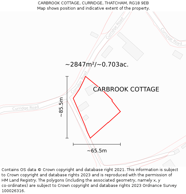 CARBROOK COTTAGE, CURRIDGE, THATCHAM, RG18 9EB: Plot and title map