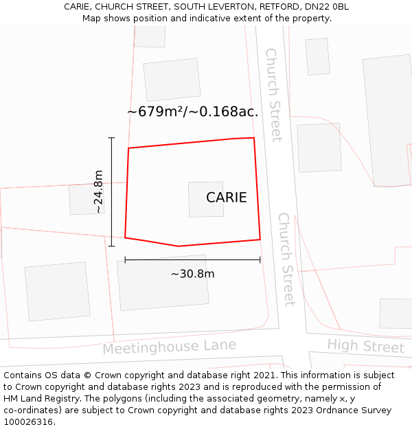 CARIE, CHURCH STREET, SOUTH LEVERTON, RETFORD, DN22 0BL: Plot and title map
