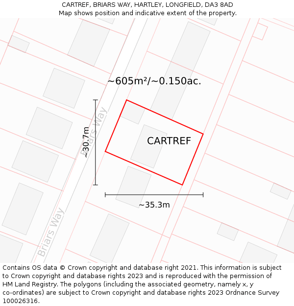 CARTREF, BRIARS WAY, HARTLEY, LONGFIELD, DA3 8AD: Plot and title map