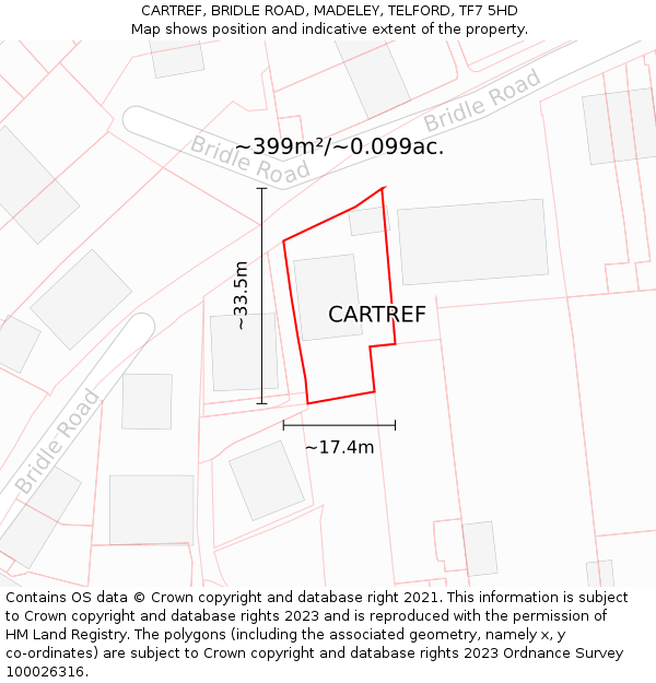 CARTREF, BRIDLE ROAD, MADELEY, TELFORD, TF7 5HD: Plot and title map