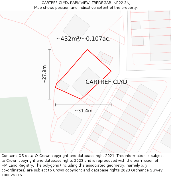 CARTREF CLYD, PARK VIEW, TREDEGAR, NP22 3NJ: Plot and title map