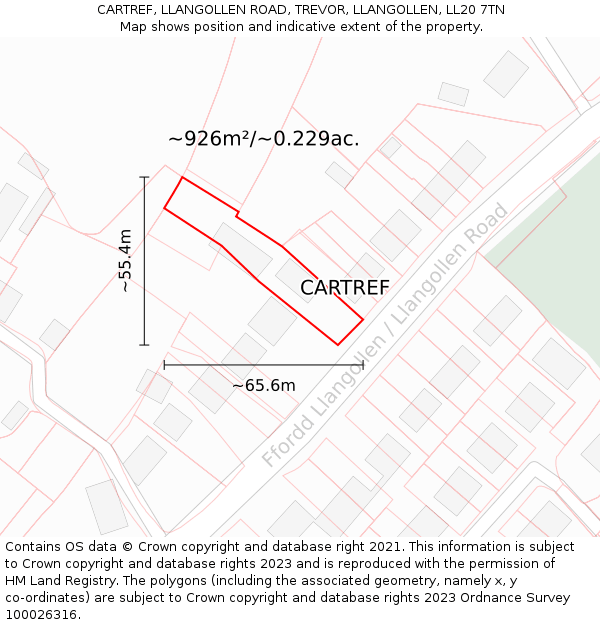 CARTREF, LLANGOLLEN ROAD, TREVOR, LLANGOLLEN, LL20 7TN: Plot and title map