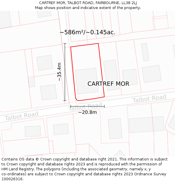 CARTREF MOR, TALBOT ROAD, FAIRBOURNE, LL38 2LJ: Plot and title map