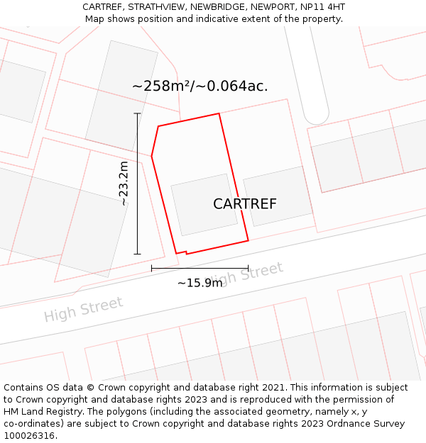 CARTREF, STRATHVIEW, NEWBRIDGE, NEWPORT, NP11 4HT: Plot and title map