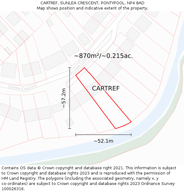 CARTREF, SUNLEA CRESCENT, PONTYPOOL, NP4 8AD: Plot and title map