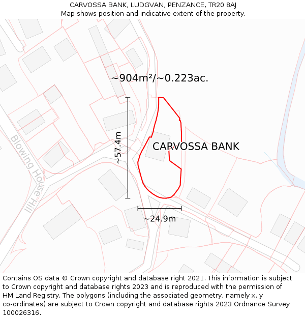 CARVOSSA BANK, LUDGVAN, PENZANCE, TR20 8AJ: Plot and title map