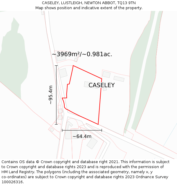 CASELEY, LUSTLEIGH, NEWTON ABBOT, TQ13 9TN: Plot and title map