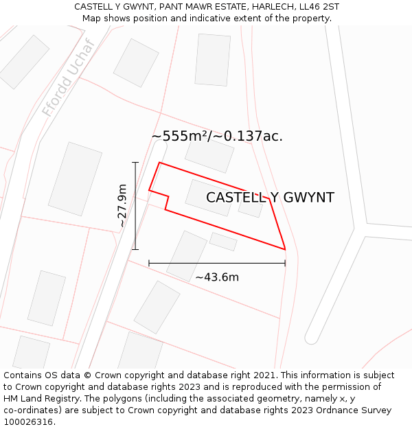 CASTELL Y GWYNT, PANT MAWR ESTATE, HARLECH, LL46 2ST: Plot and title map