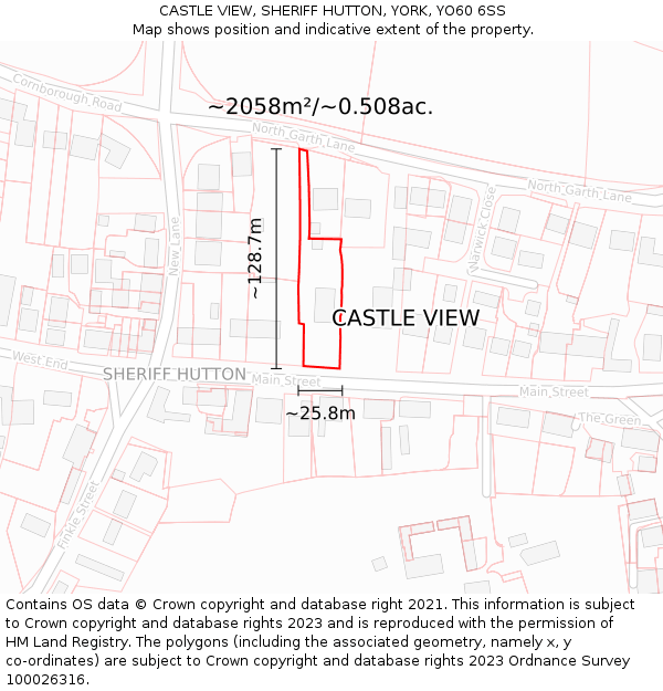 CASTLE VIEW, SHERIFF HUTTON, YORK, YO60 6SS: Plot and title map