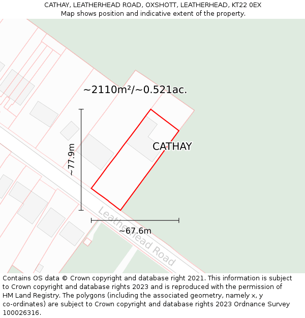 CATHAY, LEATHERHEAD ROAD, OXSHOTT, LEATHERHEAD, KT22 0EX: Plot and title map