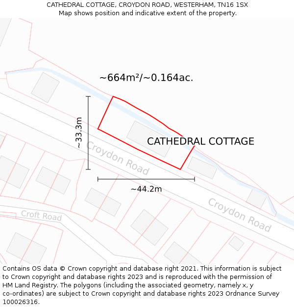 CATHEDRAL COTTAGE, CROYDON ROAD, WESTERHAM, TN16 1SX: Plot and title map