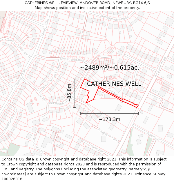 CATHERINES WELL, FAIRVIEW, ANDOVER ROAD, NEWBURY, RG14 6JS: Plot and title map