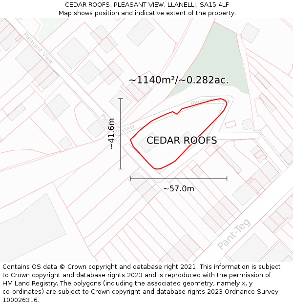 CEDAR ROOFS, PLEASANT VIEW, LLANELLI, SA15 4LF: Plot and title map