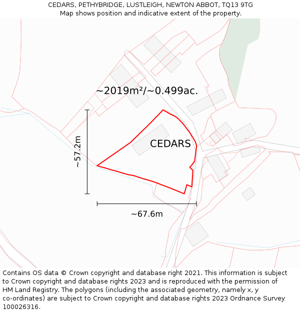 CEDARS, PETHYBRIDGE, LUSTLEIGH, NEWTON ABBOT, TQ13 9TG: Plot and title map