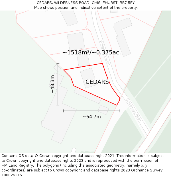 CEDARS, WILDERNESS ROAD, CHISLEHURST, BR7 5EY: Plot and title map