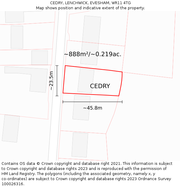 CEDRY, LENCHWICK, EVESHAM, WR11 4TG: Plot and title map