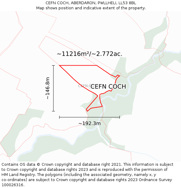 CEFN COCH, ABERDARON, PWLLHELI, LL53 8BL: Plot and title map